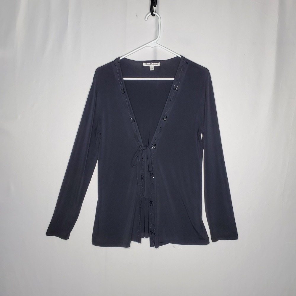90s Vtg Tie‎ Front Beaded Sequin Cardigan Sweater Whimsygoth Romantic Fairy